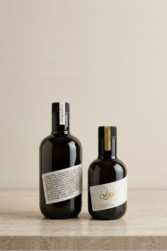 Large bottle of high-polyphenol olive oil for cooking and a 250ml bottle of the best daily olive oil shot EVOO made in Australia.