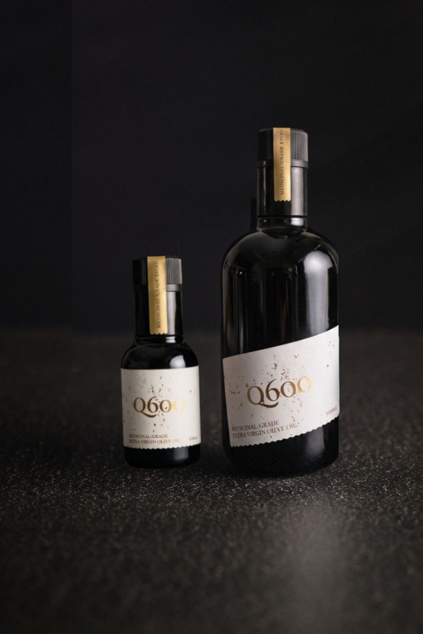 Q600 high-polyphenol olive oil 500ml and 100ml bottles, 634mg/kg cold pressed Australian EVOO daily shot pack